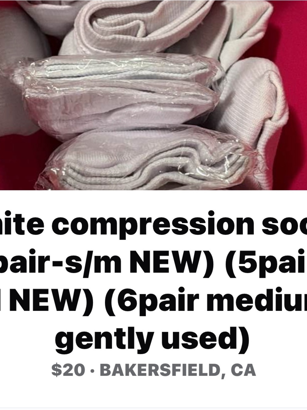 White Compression Socks - Pack of Athletic Socks